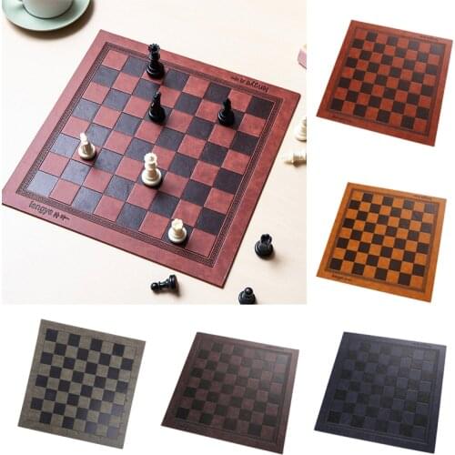 1 Pc Embossed Design Leather International Chess Board Games Mat Checkers Universal Chessboard for Adult Kids Party Toy 5 Colors