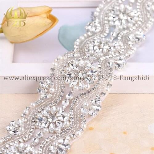 10yards) Wholesale 1 Yard Sewing On Beaded Hot Fix Bling Decorative Rhinestone Trim for Wedding Dress Bridal Garters Sash