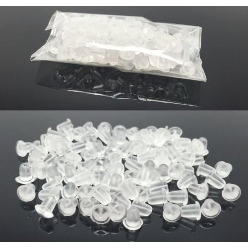 100pcs/lot Clear Soft Silicone Rubber Earring Backs Safety Bullet Stopper Rubber Jewelry Accessories DIY Parts Ear Plugging