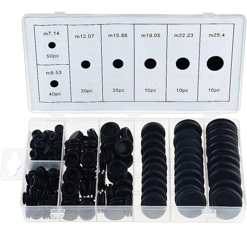 170PCS Black Rubber Grommet Firewall Hole Plug Retaining Ring Set Car Electrical Wire Gasket Kit For Cylinder Valve Water Pipe