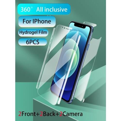 3 In 1 360° All Inclusive 12 Pro Max Screen Protector XS XR Hydrogel Film For IPhone 11 12Mini X Soft Front Back Camera Edge