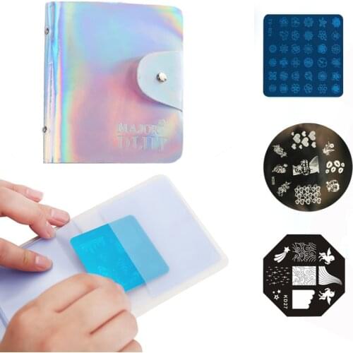 32 Slots Nail Art Stamp Plate Stamping Round Square Plates Holder Storage Bag Cases Stamp Bag Organizer 2 colors