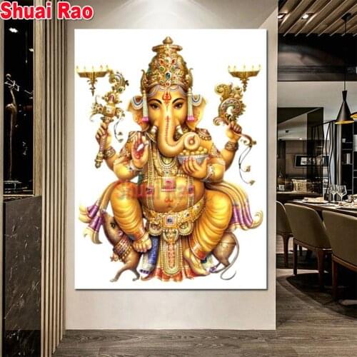 5d diy diamond painting full square/round drill Golden Ganesh diamond art embroidery cross stitch puzzle mosaic decor gift