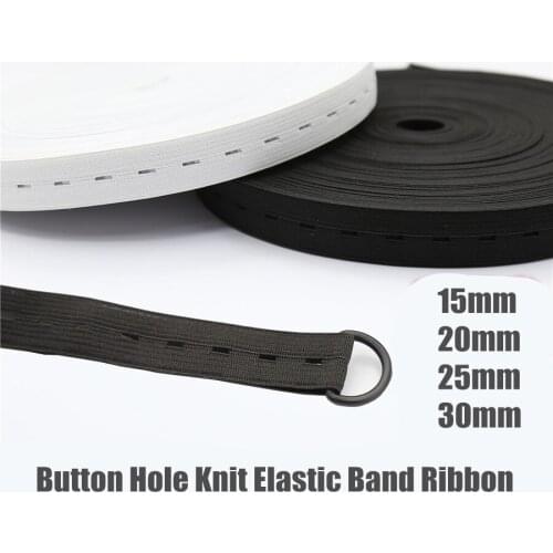 DIY Sewing Accessories Button Hole Knit Elastic Band Ribbon Tape 1.5 2 2.5 3 cm Wide White/Black Thread 30M Elastic Webbing
