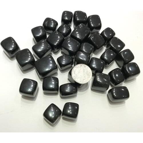 100g Natural obsidian stone blocks black crystal rubble square to play with potted fish tank