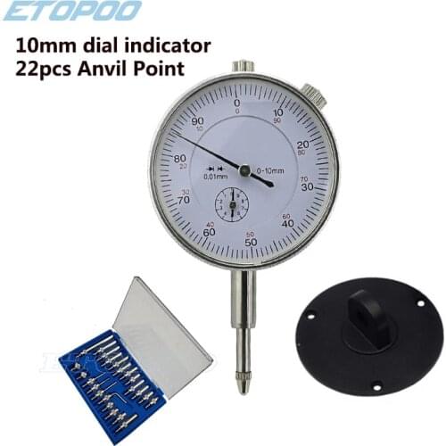 Dial Indicator 0-10mm Lug Back Test Gauge 22Pcs M2.5 Thread Tip For Dial & Test Indicators Steel Dial Indicator Point Set