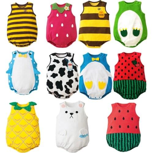 Unisex Baby Boys Girls Fruit Clothing Sleeveless Summer One Piece Romper Watermelon Rompe Costume Cotton Triangle Jumpsuit
