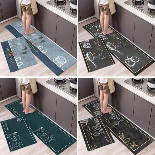 Anti-wrinkle Long Rug for Kitchen Water Absorption Kitchen Mat Entrance Door Mat Dust-proof Floor Carpet for Bathroom Balcony