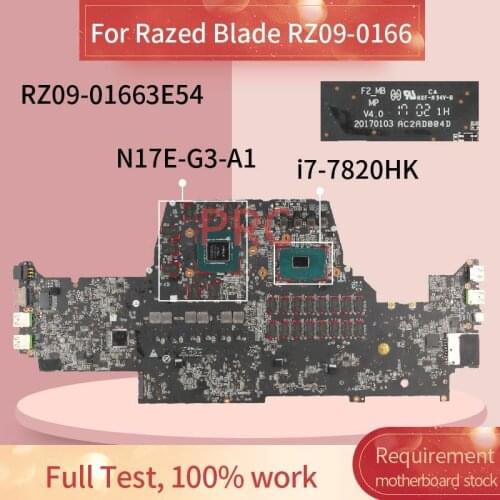RZ09-01663E52-R3U1 For Razer RZ09-0166 I7-7820HK GTX1080 32GB Ram Laptop motherboard SR32P N17E-G3-A1 DDR3 Notebook Mainboard
