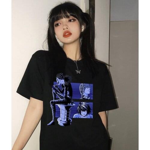 Death note tees casual Japanese anime print tops Harajuku punk loose streetwear women’s t-shirt plus size gothic women clothing