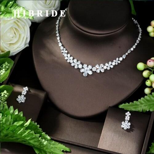 HIBRIDE Exclusive Long Chain Cubic Zirconia Wedding Bridal Dubai Jewelry Sets for Woman Gold Luxury Jewelry Set N-953