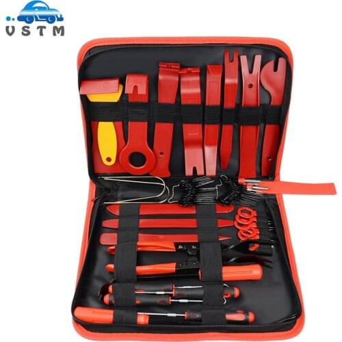 65pcs Auto Fastener Removal Tool Car Door Panel Remover Tool Car Auto Removal Trim Clip Fastener Disassemble Vehicle Refit Tool