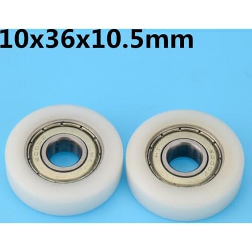 1Pcs 10x36x10.5 mm Nylon Plastic Wheel With Bearings Flat miniature pulley POM Hard bearing Machinery Parts