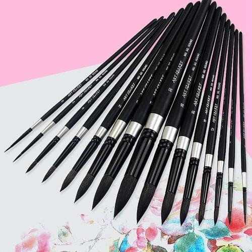 Round Squirrel Hair Watercolor Paint Brushes Professional Brush Pen Set for Gouache Oil acrylic Painting Art Supplies