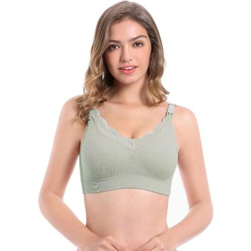 Pregnant Women Lace Cotton Nursing Bras Clothing Gather Feeding Bra Underwear Wirefree No Steel Ring Large Size