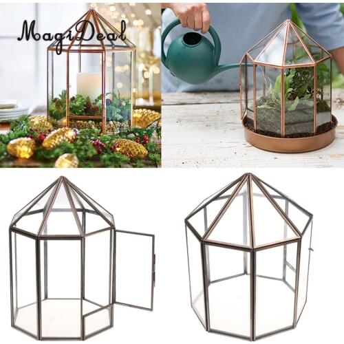 MagiDeal Geometric Terrarium Metal Faceted Succulent Plants Air Planter Jewelry Holder Anti Brass Novelty Gift