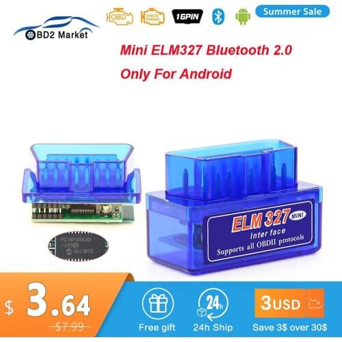 MINI ELM327 V1.5 PIC18F25K80 OBD2 Bluetooth Scanner ELM 327 V 1 5 Diagnostic adapter scan tool OBD 2 OBDII Code reader For ATAL