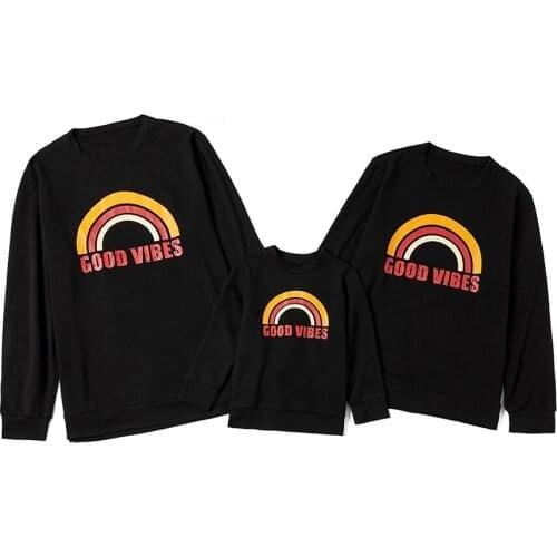 2021 Fashion Autumn Mother Father Boy Girls Clothes Set Family Matching Outfits Print Rainbow Clothes Family Clothing