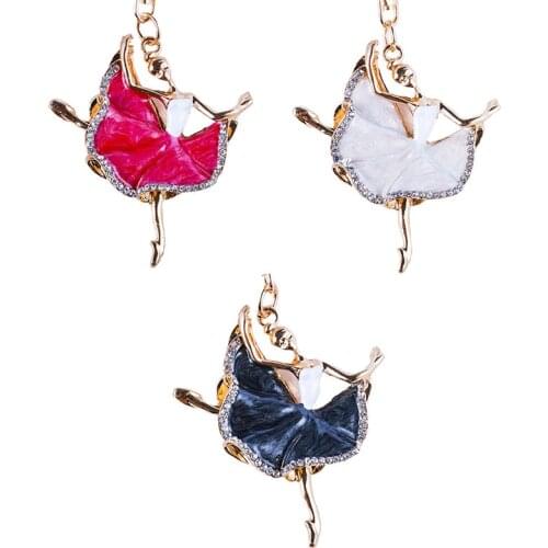 Fashion Rhinestone Crystal Dancing Angel Keychain Ballet Girl Key Ring Car Keychain Gifts For Women Jewelry Accessories