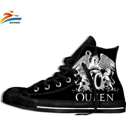Mens Casual Shoes Canvas Casual Shoes Queen Band Royal Crest Logo Random Hip Hop Rock Hipsters Customize Pattern Color Shoes