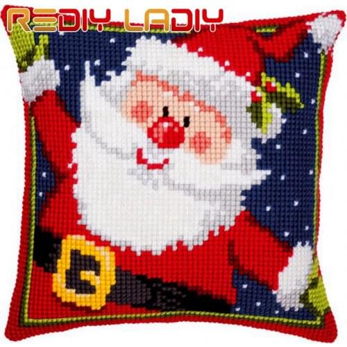 Cross Stitch Cushion Cover Father Christmas Sofa Pillows Chunky Cross-Stitch Kits 100% Acrylic Yarn Pillow Case Hobby & Crafts