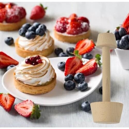 K92A Wooden DIY Cake Pastry Pusher Egg Tart-Tamper Double Side Cake Baking Shaping