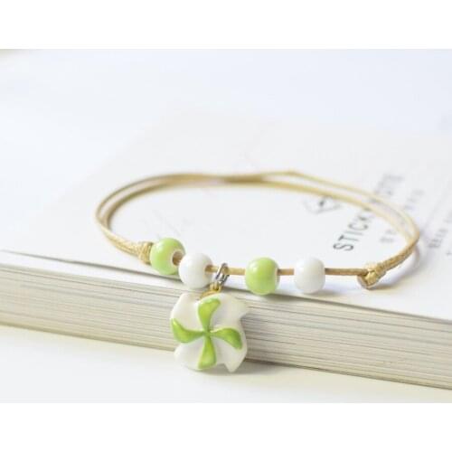 New fashion hot selling windmill ceramic braid bracelet small fresh girlfriends bead bracelet personality women jewelry