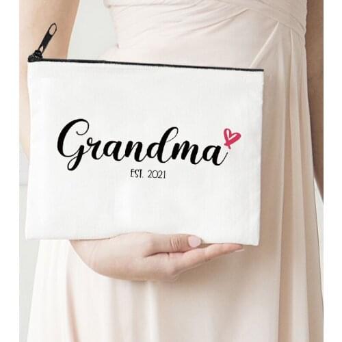 Personalized Pouch Grandma 2021 Makeup Bags Canvas Storage Bag Cosmetic Bags Grandma Proposal Gift Day of Mother Letter