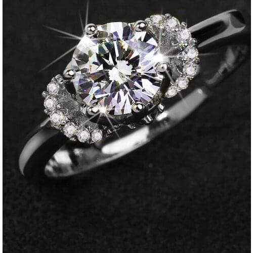 Simple Round Crystal Zircon Ring for Women Engagement Party Wedding Female Rings Jewelry Hand Accessories Valentine For Her