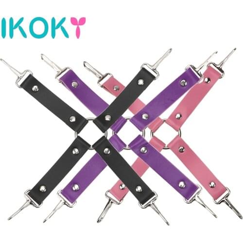 IKOKY SM Bondage Straps Erotic Flirting Sex Toys for Couples PU Handcuff Ankle Cuffs Restrain SM Bandage