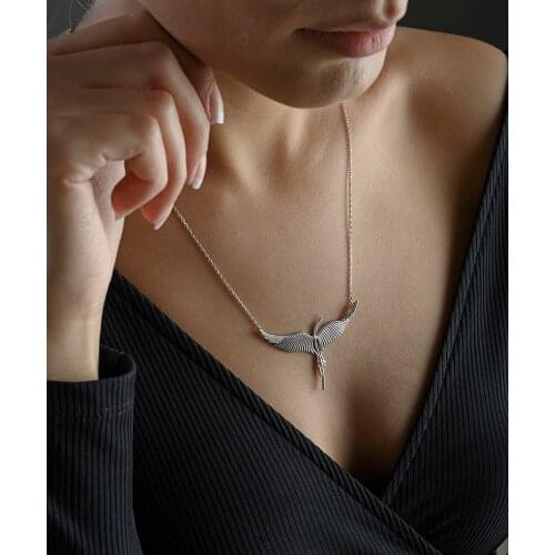 Silver Crane Bird Necklace Handmade of 925 Silver Necklace Handmade Designer Fine Jewelry for Women Pendant Necklace Gift Jewelr