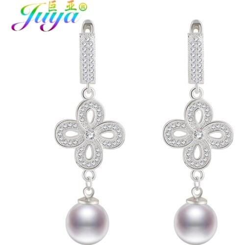 2018 Handmade Fashion Drop Earrings Pave Zircon Earring Hooks With Flower Pearls Personal Custom Earring For Women Party Jewelry