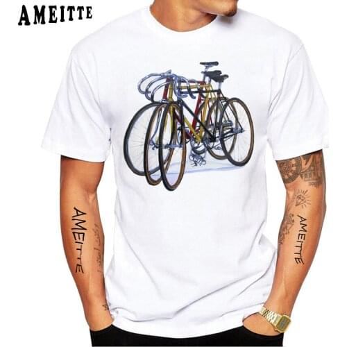 Track Bike Sport T-Shirt Classic Fixed Gear Bicycle Shirt Summer Fixie Cycling Print Men Short Sleeve Boy Casual Tops White Tees