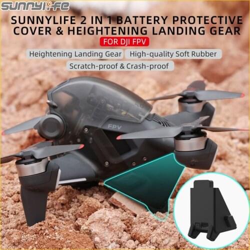Sunnylife 2 in 1 Battery Protective Cover Heightening Landing Gear Crash-proof Silicone Cover for DJI FPV