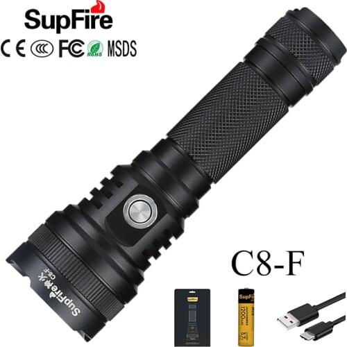 Supfire LED Flashlight Mini Torch Lantern Camping Fishing Light Self Defense Lanterna C8-F 1000lm Linterna LED 18650 El Feneri