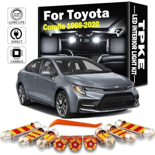 TPKE Canbus For Toyota Corolla 1988-2020 Vehicle LED Interior Dome Map Light License Plate Lamp Kit Auto Lighting Accessories
