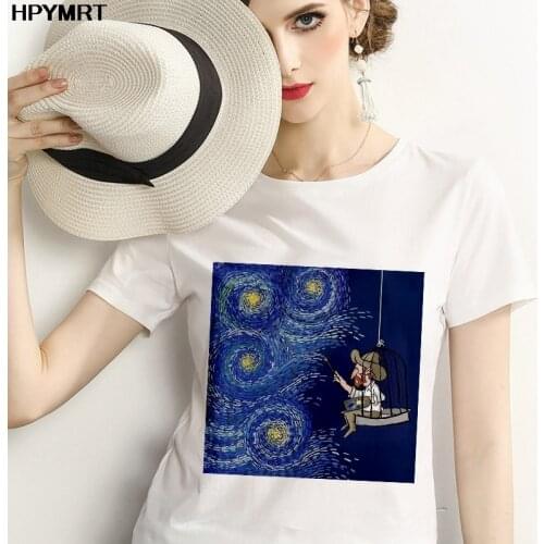 Van Gogh Harajuku Aesthetic T Shirts Women Oil Painting Ullzang Funny T-shirt 90s Vintage Tshirt Fashion Tops Female clothing