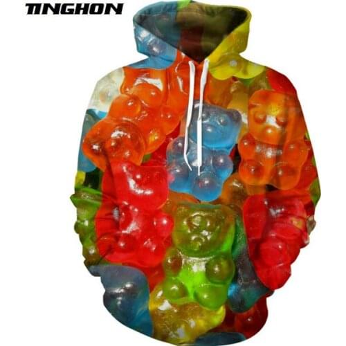 XS-7XL Summer New Fashion Mens Womens T-shirt Gummy Bears 3d Print Harajuku Casual Hooded Jacket Hoodies Sweatshirts