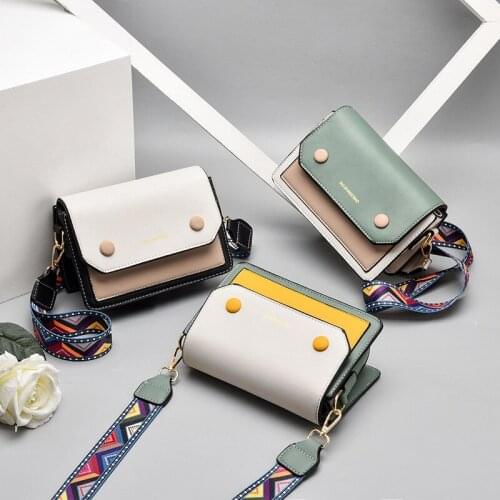 Shoulder Bag Women Fashion Color Contrast Mini Crossbody Bag Female Pu Ladies Bag