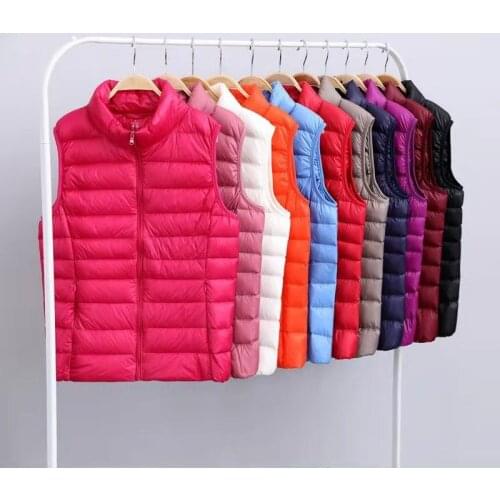 90% Ultra Light White Duck Down Women Vest Thin Coat Women Duck Down Sleeveless Jacket Autumn Winter High collar Sleeveless Coat