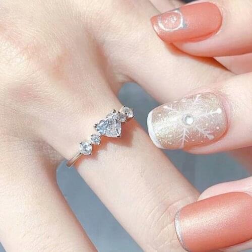 CAOSHI Romantic Heart Ring for Women Dazzling Crystal Zirconia Aesthetic Jewelry Sweet Girl Lady Chic Wedding Accessories Gift