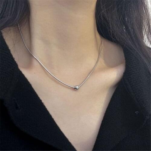 S925 silver creative snake bone chain necklace Korean version fashion simple smiling face beads light womens exclusive jewelry