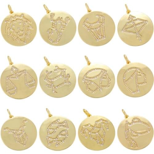 ZHUKOU 2020 NEW gold color 12 Constellation pendants for DIY handmade Jewelry making pendant accessories wholesale model:VD845