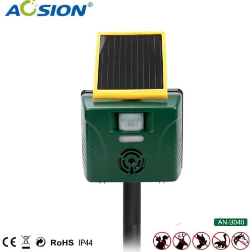 Free shipping AOSION solar motion activated garden ultrasonic animal repeller effectively drive cats,birds,dogs,foxes,deer