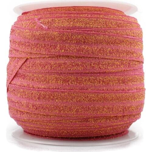 1PC=50Y 5/8"=15MM OEM Highly-flexible Elastic Glitter Velvet Ribbon Ornaments Solid Metallic Nylon Band for Hair Accessories