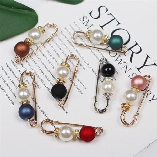 10pcs Fashion Double Pearl Pins For Women Designer Female Brooches Clothes Accessories Simulated Pearl Knit Shirt The Candid Jew
