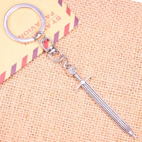 20pcs New Fashion Keychain 66*15 mm sword cat Pendants DIY Men Jewelry Car Key Chain Ring Holder Souvenir For Gift