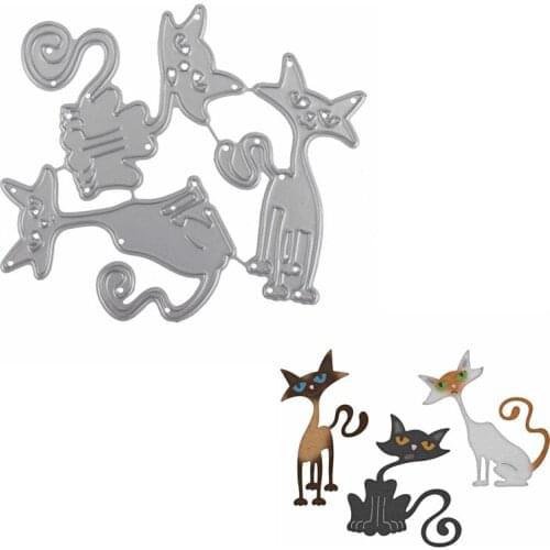 3PCS Lovely Animal Cat Shape Metal Cutting Dies Stencil For DIY Scrapbooking Crafts Paper Cards Decoration Album Template 2019