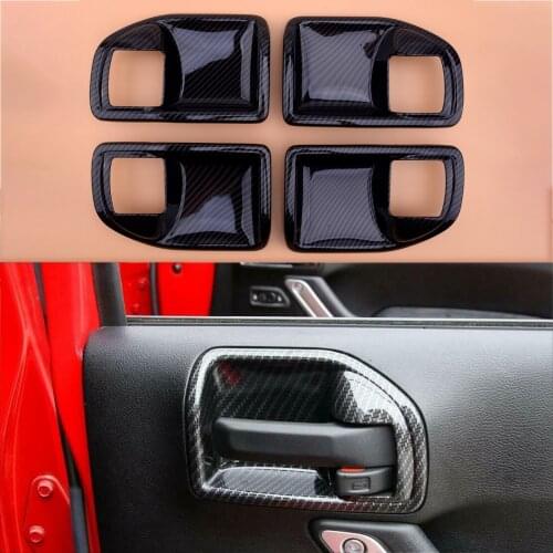 4Pcs Carbon Fiber Style Interior Door Handle Bowl Trim Cover Fit for Jeep Wrangler JK 2017 2016 2015 2014 2013 2012 2011
