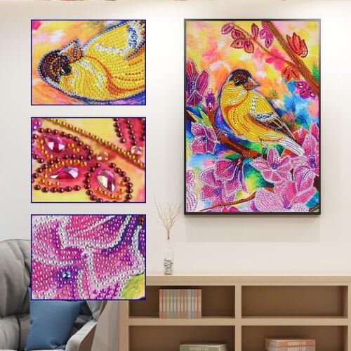 Special Shaped Diamond Embroidery Cross Stitch Diamond Painting Parrot Bird on Tree Pattern New Handmade DIY Home Decoration